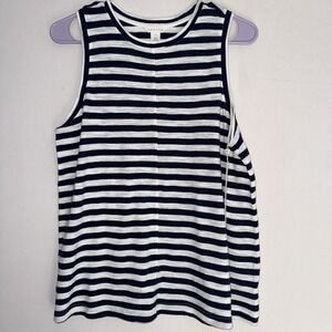 Caslon Tank Top Womens Sz M Navy White Striped Sleeveless Casual Nordstrom New